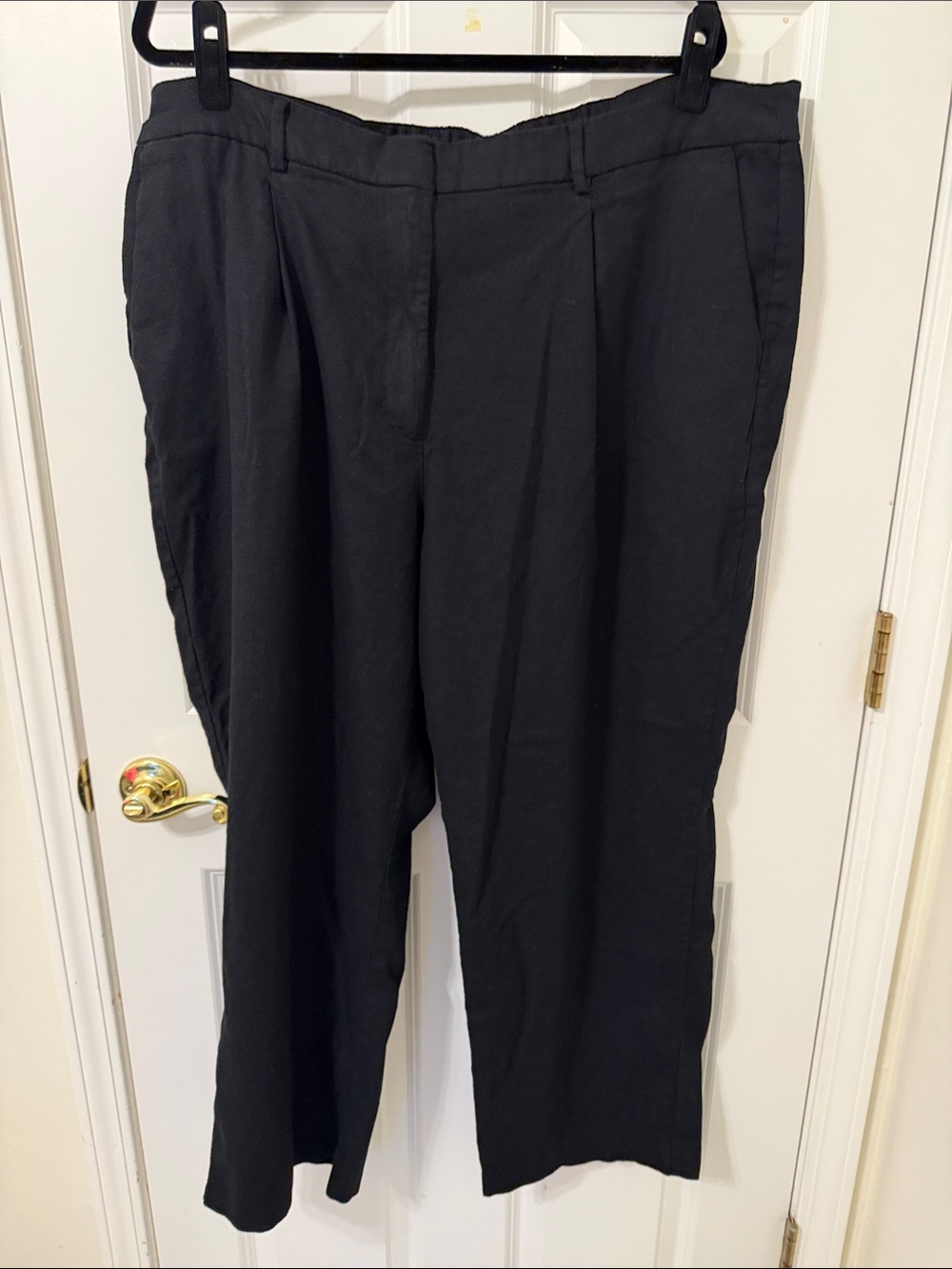 Old Navy Black Taylor Wide-Leg Trouser in Linen Blend Elastic Waist XXL